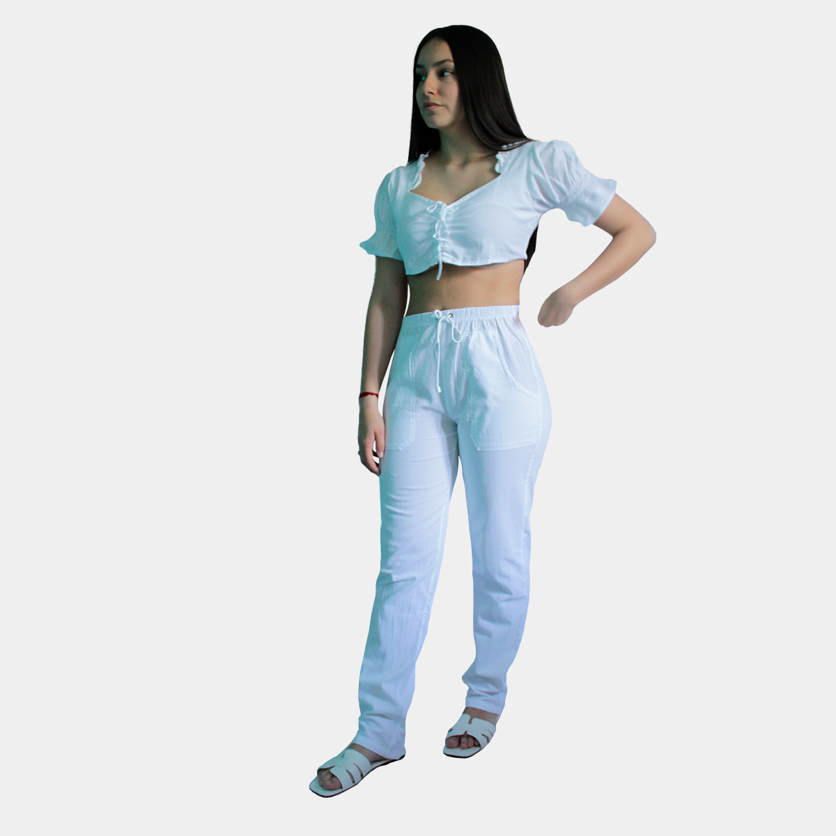 T-shirt-femme-haut-blanc-pantalon-femme-fait-main